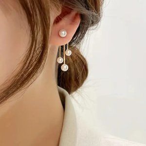 NEW! Faux pearl earrings with drop pearl back
